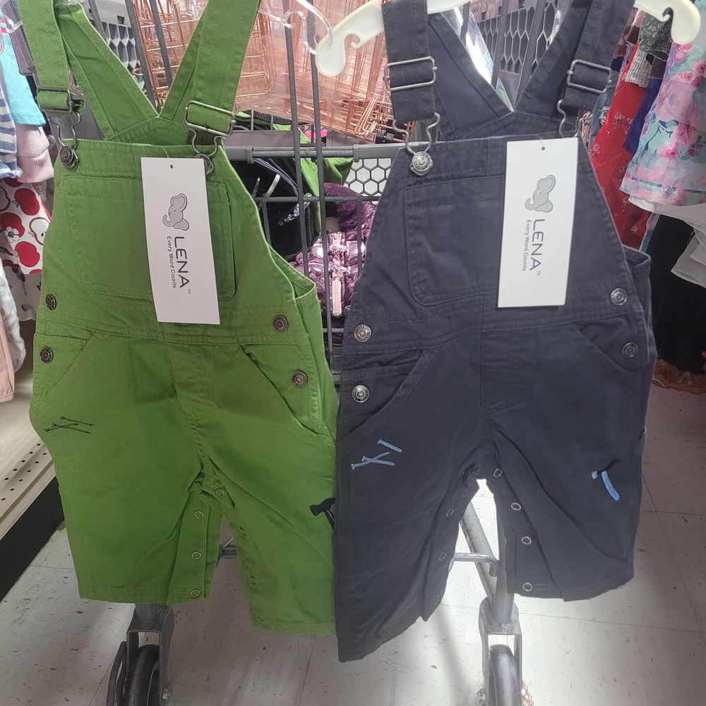 Lena Dual-Tone Green and Black Overalls
